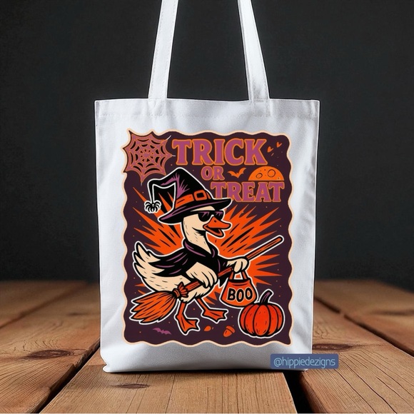 Funny White Halloween Tote Bag - Picture 1 of 7